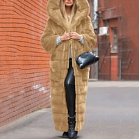 Kaput za žene plus veličine -fur 'gilet crew vrat dugih rukava, topliji krznena jakna kaput s kapuljačom