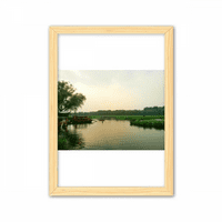 Sunset Jezero Pogledajte fotografiju Dekorativni drveni slikanje Naslovnica Dekoracija Frame slike A4