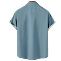 Dječaci i muškarci majice Havajske majice za muškarce, izmaglica Blue Tree uzorak casual s kratkim rukavima Regularni fit gumb Essentials Muška košulja za tiskanje za negiranje, Odrasli-8xl