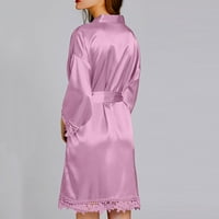 Oieyuz pidžama za žene Trendi dugih rukava V-izrez HOBE CALCE patchwork trake za spavanje
