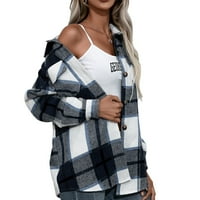 Moderna jakna za žene Flannel plaid majice dugih rukava regularna gumba dolje na vrhu jesenski ulična