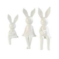 Zec Porodične statua figurice Životinjom Slika spavaće sobe Bunny Skulptura bijela