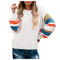 Zimske uštede džemperi za žene čišćenje Ženska boja Blok džemper kabel pletena dugačka bluza s dugim