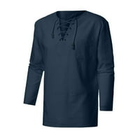 Posteljina za muškarce Clearence Dugi rukav čipka V izrez Henleyji košulja Labavi fit jesen zimski skačečići