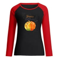 Tdoqot Halloween majice za žene - bundeve grafički labavi plus veličina dugih rukava Ležerne prilike,