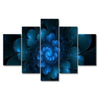 Uokvirena platna zidna umjetnička set, 60 X32 Sažetak plave neonske cvijeće Canvas Art Decor