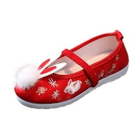 Djevojka za mališane cipele ravne dnakvene vezene sandale, veličina crvena