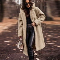 Ženska duga jesenska i zimska solidna boja vunenu kaput dugih rukava