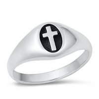 Vintage Cross Christian Ring. Sterling Silver Band Nakit Ženski muški unise veličine 3
