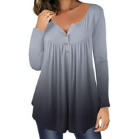 Košulje za žene plus veličine, povremene majice od tiskane s dugih rukava, rušenog pulover bluza