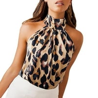 Ženske košulje bez rukava Halter Camisole Vest Leopard Print Rezervoar TOP Ljetni casual vrhovi bluza