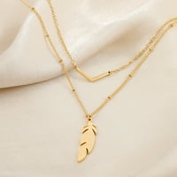 Ogrlice Ausyst za žene Dvostruki nehrđajući čelik zlato V-oblik osoblja privjesak privjesak ogrlica