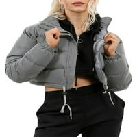 Ženska jesenski zimski topli kaput čvrsta boja dugih rukava sa zatvaračem sa zatvaračem