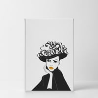 Smile Art Design Moderna žena sa crnim šeširom i šarenim usnama Crtanje glam modno platno Zidno umjetničko