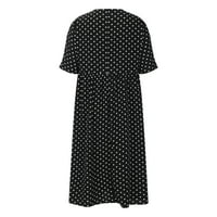 Ernkv ženska midi slobodna haljina polka dot ispis ljetne ploče Elegantne casual comfy retro boho odmorna