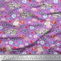 Soimoi pamučna kambrična tkanina leptir, Robin & Dahlia cvjetna tiskana tkanina od dvorišta široka