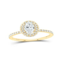 14kt Yellow Gold Oval Diamond Halo Bridal Vjenčanje zaručnički prsten CTTW