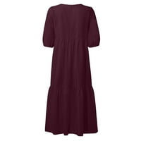 Na klirensu ljetne haljine za žene kratki rukav A-line srednje duljine labavi okrugli izrez od pune