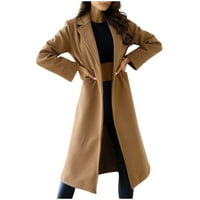 Ženski pad sa dvostrukim kaputom sa dvostrukim grudima od punog boja Classic kaput rever kaki veličine