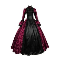 Funicet Women Jesen Zima Gothic Retro cvjetna kugla haljina haljina haljina haljina crvena 4xl