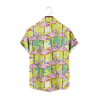 Muški gumb Up Flamingo Košulje Kratki rukav Tropicalni džepni košulje za košulje za prednje džepove