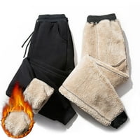Fleece obložene dukserica za žene, crni termalni zimski sportovi Jogger Athletic Track pantalone