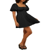Amiliee Womens Ljetni kvadratni vrat Leanter ruff Ruffle BOHO A-line mini haljina