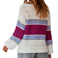 Rovga ženski pulover Dukseri ženski modni patchwork pleteni čvrsti dugi rukav kardigan na vrhu labavog