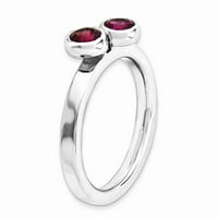 Sterling Silver Spacking izrazi DBL okrugli Rhodolite Garnet Veličina prstena: 8; za odrasle i tinejdžere;