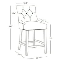 Westintends Hayes Counter Visina Barske stolice sa leđima, posteljina tapecirana dugmeta sa modernom