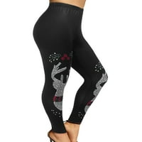 Sanviglor Dame Yoga hlače Xmas Hlackes Elastične struke Snimke za mršavljenje JOGGER Dno crne XS