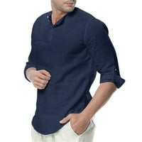 jsaierl posteljina majice muškarci modni casual gumb uz Henleyji košulju od pune kotrljaju tanka dugih