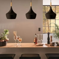 Brignite 1-lagan modernog crno-drvenog privjeska na privjesak za privjesak svjetlo, metalno svjetlo za trpezariju i kuhinju OTOK