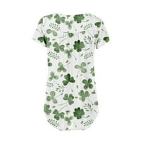 Plus veličina Svetog Patrickovih vrhova za žene casual gumb izrez majice kratki rukav zeleni shamrock