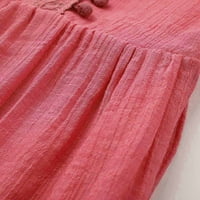Haljine za žene za žene modne casual boemske velike veličine V-izrez čvrste boje čipke tassel duga haljina ružičasta 3xl