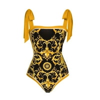 Tankini kupaći kostimi za žene + prikrivanje Vintage Set Print Set Plivanje crna S