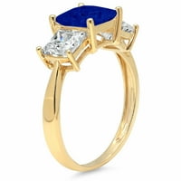 2.62ct Princess rez simulirani plavi safir 14k žuti zlatni godišnjica Angažmane kamene prstene veličine 3,75