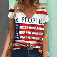 Ženski bluze Žene Tie-Dye Dan nezavisnosti Modni ispisani šareni bluza s kratkim rukavima bijeli xxxl