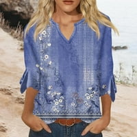 Ljetna ušteda! Tofotl Ljetni vrhovi za žene rukavi V-izrez casual majice Modni ispisani udobni bluze