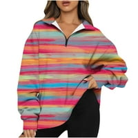 Ženske prevelike vrhove pola zip pulover tromjesečje dugih rukava Zip duksev džemper pad bluza za odjeću