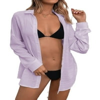 LILAC Purple Casual Plain Tunic ovratnik ženske bluze