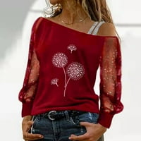 Modna gornja majica D Andelion tiskana mreža s dugim rukavima Elegantna hladna majica za hladnu rame