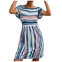 Cleariance Ljetne haljine za žene kratki rukav A-linijski duljina koljena Ležerna obriva Crta Striped