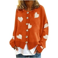 Feesfes ženska jakna s dugim rukavima srce za ispis kardigan jesen casual bluza za bluzu za bluzu ispod 10 dolara