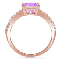 1.66ct Princess rez ljubičasti prirodni ametist 14k ružičasto zlato Angažovane prstene veličine 6,75