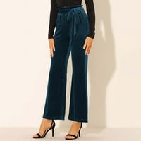 Cleance ispod $ odjeća žena, modna čvrsta boja visoko struk elastične joge hlače pantalone s džepovima