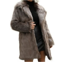 Ženski krzneni kaputi dame zimske tople kratke jakne od parke dugih rukava plus veličina labavi midi
