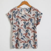 Hesxuno T majice za žene, modne žene ljetne plaže tiskane majice kratki rukav Crewneck bluze labave