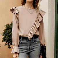 Solid boja rubffle elegantna bluza bluza ured poslovnih vrhova Trendy odjeća ženske pad modne prehrambene