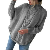 Božićni džemperi za žene čišćenje Ženske zimske i zimske nove labave lutke na rukavu džemper od pune boje duks polovine koluta